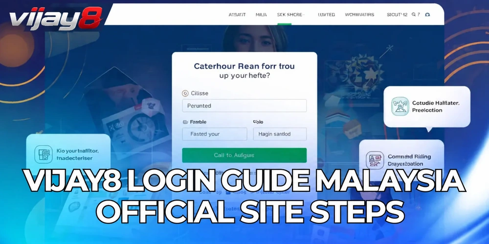vijay8 login screen on desktop showing sign in fields, username, password, and Malaysian player accessing the official site homepage