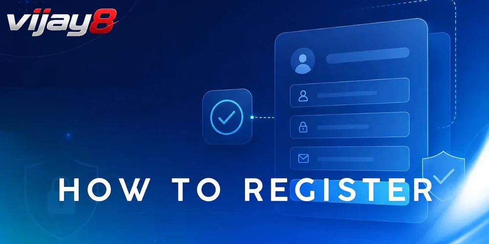 vijay8 registration guide graphic summarising signup steps for new members in Malaysia